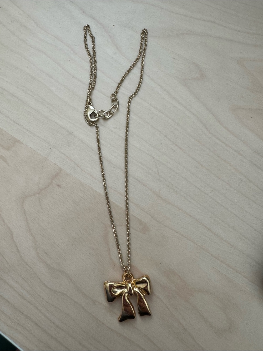 Gold Bow Pendant Necklace - Women's Jewelry